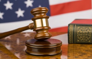 Judges Gavel and American Flag